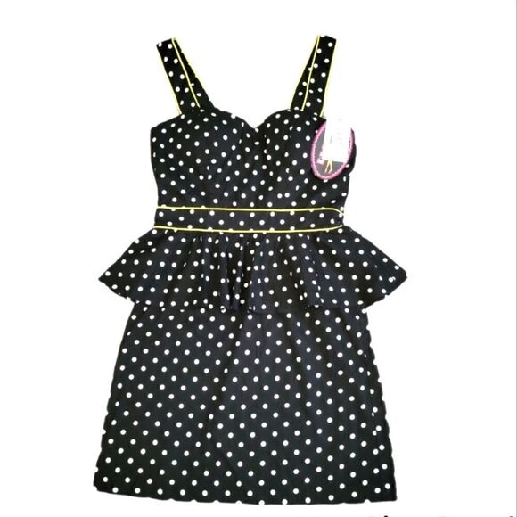 NWT PAPERDOLL VINTAGE STYLE PEPLAM DRESS W/BUILT IN PADDED BRA CUPS SZ. 5 - Picture 1 of 4